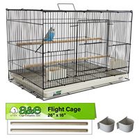 Grande volière de type cage pour oiseaux, design moderne et simple, poignée de transport, perchoir en bois, double mangeoire, pour l'élevage d'oiseaux domestiques de petite taille