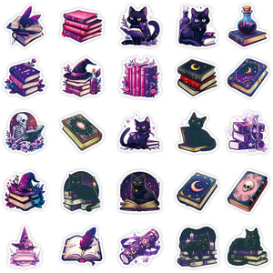 56 Uds lindos libros de Brujas lectura pegatinas de grafiti para niños decoración de botellas pegatina de <span class=keywords><strong>libro</strong></span> mágico púrpura - Product Image 4