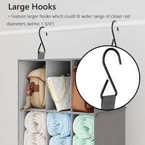 Organisateur de placard pliable multifonctionnel grande capacité, 12 compartiments, rangements suspendus pour literie, vêtements, chapeaux - Product Image 4
