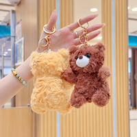 Mini porte-clés en peluche ours en fourrure 3D mignon, jouets en peluche Kawaii Anime en gros, breloque de sac à dos, pendentif de poupée