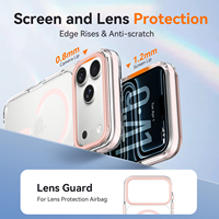 Coque de téléphone rose tendance pour filles, avec cadre d'objectif métallique, antichoc, transparente et magnétique, pour iPhone 17 18 Pro Max