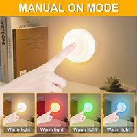 Luz de armario que cambia de 16 colores, luces de armario alimentadas por batería para cocina, luz de noche de disco LED inalámbrica RGB, luz de noche creativa