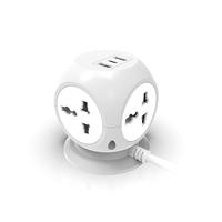 Multiprise de Voyage Type Rubik's Cube avec 4 Prises Universelles et Ports USB-C, Compatibilité US, EU, UK