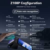 Z108P Produsen Langsung Pengenal Biometrik Android 14.0 Pemindai Vena Telapak Tangan untuk Absensi