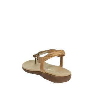 Amarpies Sandalias planas para mujer AKO28552 Zapatos cómodos con correa en T y cuentas negras - Product Image 2