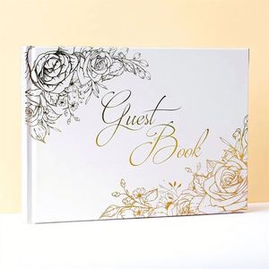 Gold-Stamped Linen <b>Wedding</b> Notebook Guest <b>Book</b> Birthday Party Message Stickers Beauty Gifts Wholesale - Product Image 3