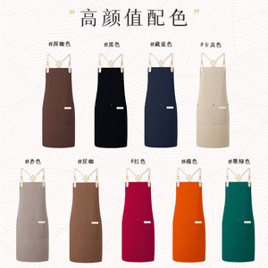 Custom Made Aprons For Restaurant Kitchen Staff Solid Color Polyester Waterproof Workwear With Logo Printing - Product Image 1