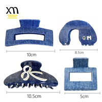 Pince à Cheveux en Denim Personnalisable avec Logo pour Femme, en Acrylique et Acétate, Bleue, Tendance Y2K, Modèle 2026