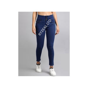 Pantalon en denim droit taille haute pour femmes décontracté Sexy tenue de tous les jours confortable coupe ajustée avec confort extensible Style décontracté - Product Image 5