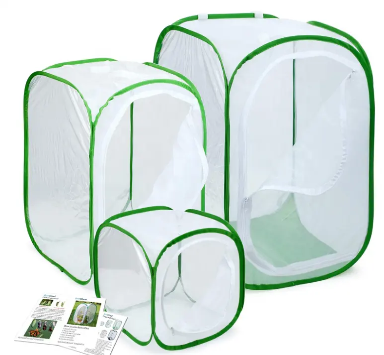 YL157 3-Pack Large Monarch Butterfly Habitat, Giant Collapsible Insect Mesh Cage Terrarium Pop-up
