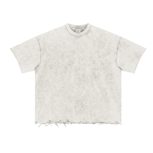 T-shirt oversize vintage beige délavé pour homme – Tee-shirt streetwear à manches courtes et ourlet brut vieilli - Product Image 4