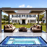 Pergola bioclimatique de luxe Sweet Home en aluminium avec lames rétractables électriques et éclairage, imperméable, pour jardin extérieur