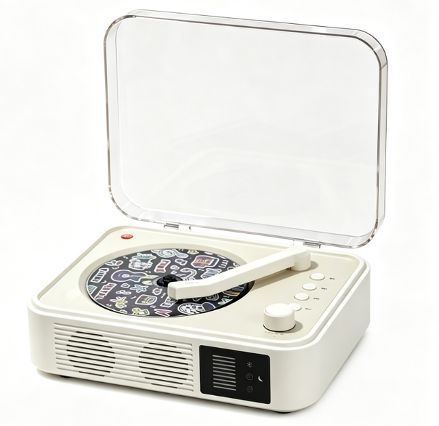 Factory Custom Vintage Portable CD Player BT Transmitter Receiver LCD Screen Dual 5W Speaker for Home Car Travel Plastic Shell
