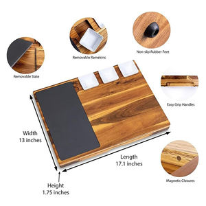 Tabla de cortar de queso de madera de acacia de 19 piezas y juego de cuchillos para fiestas y vacaciones, <span class=keywords><strong>gran</strong></span> idea de regalo - Product Image 3