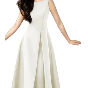 S0943Y 2026 Nuevo Vestido de Noche/Fiesta Blanco para Mujer, Estilo Francés, Simple y Elegante, Largo hasta el Tobillo, Silueta en A, Tela Satén de Alta Gama - Product Image 1