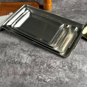 Plateau rectangulaire en <span class=keywords><strong>acier</strong></span> inoxydable 304 de qualité commerciale, design coréen moderne, plateau de service personnalisable pour restaurant et traiteur - Product Image 4