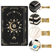LABON Journal des sorcières magiques Grimoire noir, lune, coin arrondi, couverture rigide