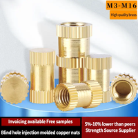 HPB59 M2-M6 kuningan, 4-40,6/32,1/4-20 kacang sisipan berulir Knurled kuningan buta untuk cetakan injeksi plastik