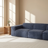VONLIVA Promotion US Canapé sectionnel en velours côtelé noir sans structure, compressé sous vide, sans assemblage, assise profonde, surdimensionné