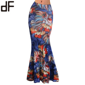 Wholesale Floral Hawaiian <strong>Skirt</strong> Sexy Mermaid Long Maxi Dress Women <strong>Wrap</strong> <strong>Skirts</strong> Print Stretch Polyester Spandex Maxi Standard - Product Image 5
