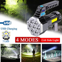 Lampe de poche portable haute puissance 4000LM à 7 LED pour l'extérieur, camping, rechargeable par USB, lampe torche LED COB+XPE
