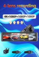Cámara para Auto con Pantalla Táctil IPS 4K de 4 Canales, con WIFI, ADAS, BSD, Visión Nocturna, Monitor de Estacionamiento 24H, Espejo Retrovisor de 11.26 Pulgadas, DVR para Auto T80