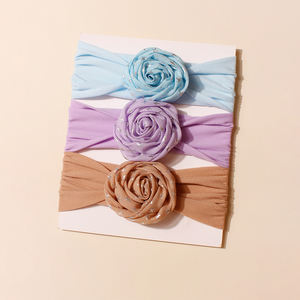 3 Stück New European American Style Niedliche Baby Blume Solid Elastic Nylon Stirnband Komfortable Kinder Haarschmuck - Product Image 2