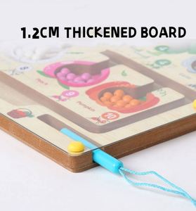 Jeu de labyrinthe magnétique en bois pour l'apprentissage de la motricité fine avec correspondance des couleurs et des nombres et comptage pour les enfants de 2 à 9 ans - Product Image 3