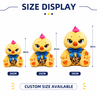 Boneka Plush Kustom Langsung dari Pabrik - Ayam Kuning dengan Pita Biru - Bordir, Penghilang Stres Ulang Tahun, Kain Super Lembut, Isi Kapas PP