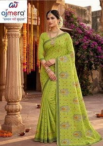 Sari en coton imprimé traditionnel doux, élégant, ethnique, pour les fêtes, séchage rapide, par Ajmera Fashion, élégant pour femmes - Product Image 3