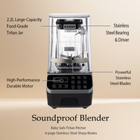 Lohas Commerciële Blender CE-gecertificeerd, zwaar gebruik, 1800W, 2,2L capaciteit, industriële ijsbreker/mixer voor bar, café, drankenwinkel