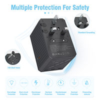 Adaptateur de voyage universel, chargeur rapide PD35W, multi-prises 4 Type-C + 1 USB, 2500W, prise secteur AC, QC3.0/PD3.1, matériau ignifuge