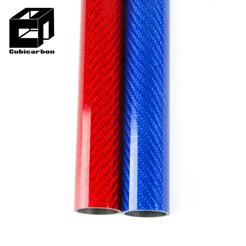 100% Real Carbon Tube 3K Colored Pattern Carbon Fiber Tube Glossy Surface 20mm  22mm  24mm  26mm  28mm  30mm 32mm