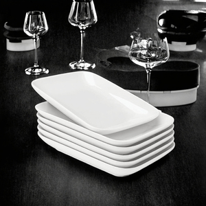 Assiettes rectangulaires classiques écologiques en porcelaine de 8, 9, 10 pouces Assiettes à sushi pour <span class=keywords><strong>dessert</strong></span> en céramique, service blanc élégant - Product Image 2