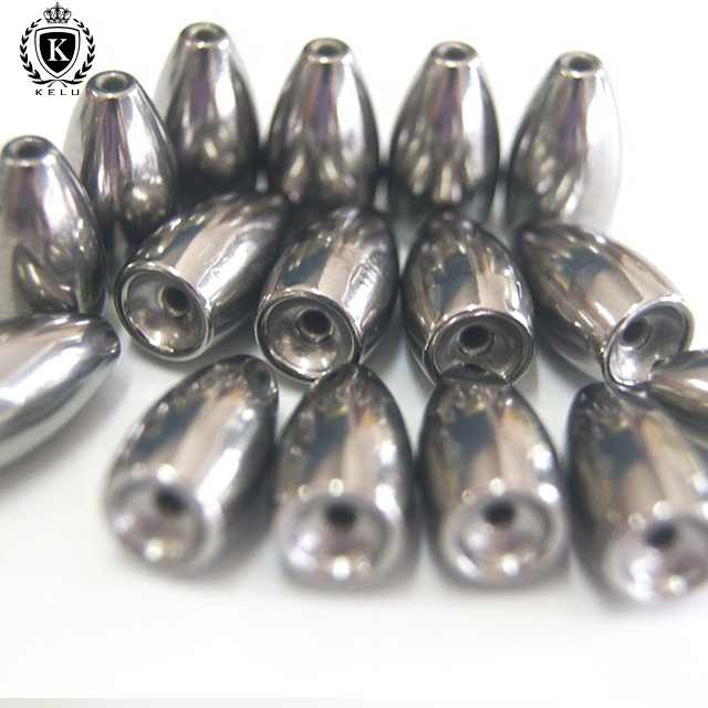 FW-FL-A008 Environmental Tungsten Worm Sinker 1/2oz 14g Flipping Weight  Silver High Polish Tungsten Fishing Weights