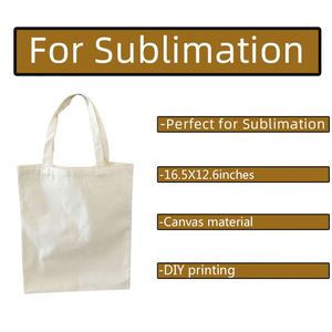 Sacs avec logo imprimé, sacs fourre-tout en toile blanche personnalisables, blancs et vierges pour sublimation - Product Image 2