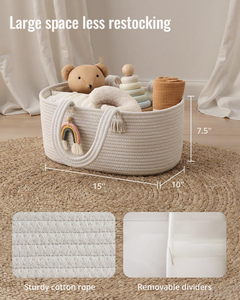 Cesta de Almacenamiento para Ropa de Bebé con Asa, Organizador de Pañales, Organizador de Pañales de Cuerda de Algodón Hecho a Mano - Product Image 4