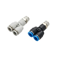 Raccord pneumatique à connexion rapide en forme de Y et en forme de T, raccord en T fileté latéralement, placage cuivre-nickel PYB6-01/PB401/PD802