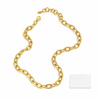 Collier chaîne à maillons ovales plaqué or prêt à être expédié, bijoux de mode en acier inoxydable pour femmes, accessoires en gros