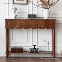 Console d'entrée vintage américaine incurvée en bois massif, meuble de rangement mural pour hall d'entrée, table longue pour couloirs