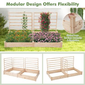 <span class=keywords><strong>Bac</strong></span> <span class=keywords><strong>à</strong></span> jardin surélevé avec 3 treillis en <span class=keywords><strong>bois</strong></span> d'<span class=keywords><strong>extérieur</strong></span> avec 2 bacs <span class=keywords><strong>à</strong></span> plantes pour <span class=keywords><strong>fleurs</strong></span>, légumes, plantes grimpantes, jardin surélevé, patio - Product Image 5