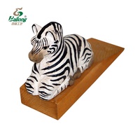 Butée de porte décorative en bois sculpté à la main, forme d'animal vintage