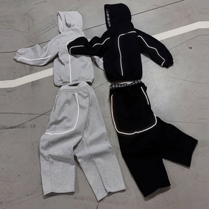 Custom Logo Men's Reflective <strong>Hoodie</strong> and Sweatpants 2 Piece Set Men Oversized Heavyweight with Plaid Lining <strong>Techwear</strong> - Product Image 4