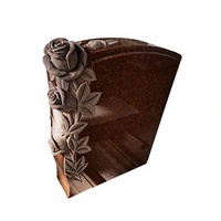 Pierre tombale plate en granit rouge, style américain traditionnel, marqueur de cimetière extérieur en pierre naturelle
