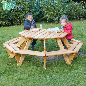 Ensemble de bancs de pique-nique bas pour enfants en bois massif pour la crèche, idéal pour les jeux ou activités extérieures, avec chaises pour enfants, pour salle de jeux extérieure et sièges d'extérieur - Product Image 2