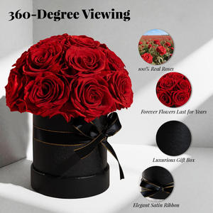 Cadeau personnalisé pour la Saint-Valentin et la fête des mères, roses éternelles stabilisées et préservées dans une boîte ronde - Product Image 3