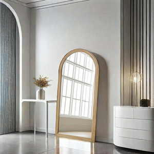 Tùy chỉnh lớn đầy đủ Chiều dài mặc quần áo gương phong cách hiện đại thông gỗ khung tường gương với vòm tầng thường vụ - Product Image 4