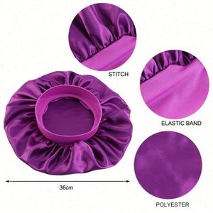 Bonnet en satin personnalisé avec logo, accessoires pour cheveux, bande élastique large, grande taille, bonnet de nuit pour femmes, usage quotidien et plage - Product Image 4