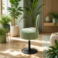 Tabouret de bar pivotant vert sauge nordique avec rangement, dossier pliable et hauteur réglable – Chaise de comptoir pour salon