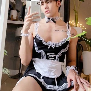 Disfraz de Mucama Masculino Talla Grande, Vestido con Tirantes de Encaje, Uniforme Sexy para Juego de Roles, Disfraz Masculino Primavera 2022 - Product Image 4